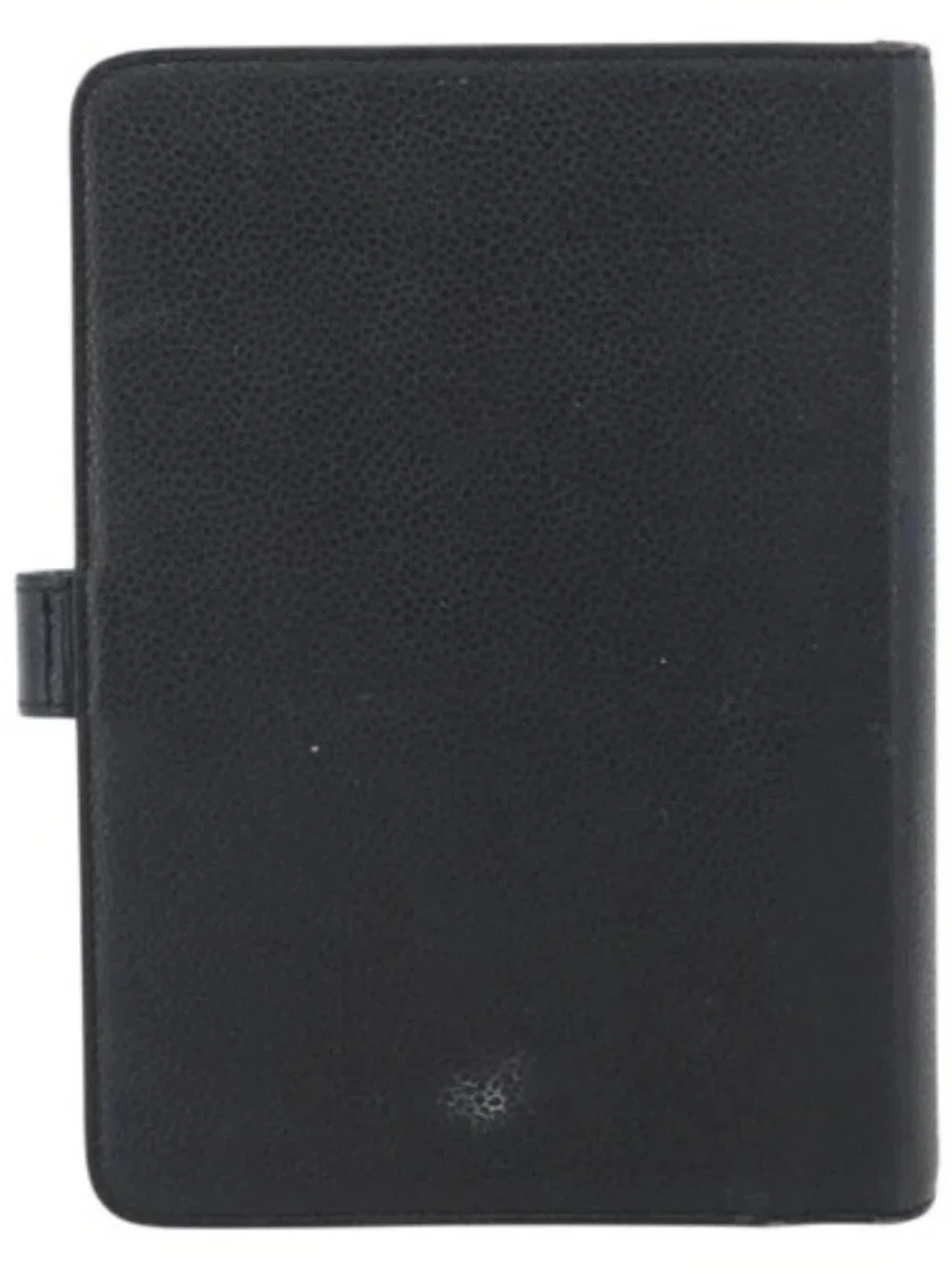 CHANEL Day Planner Cover Grained Calf Skin Black Gold CC Auth BA10875
